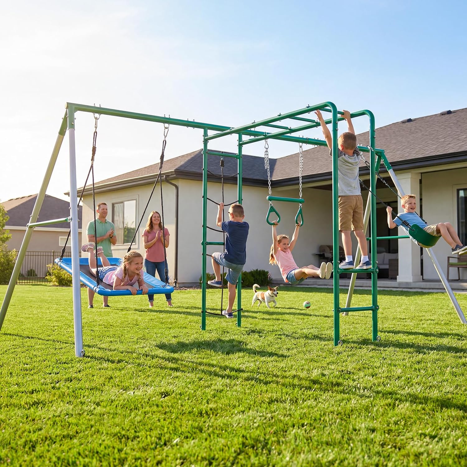 Backyard Swing Set with Monkey - огляд і ціна Kids Outdoor Monkey Bar Set