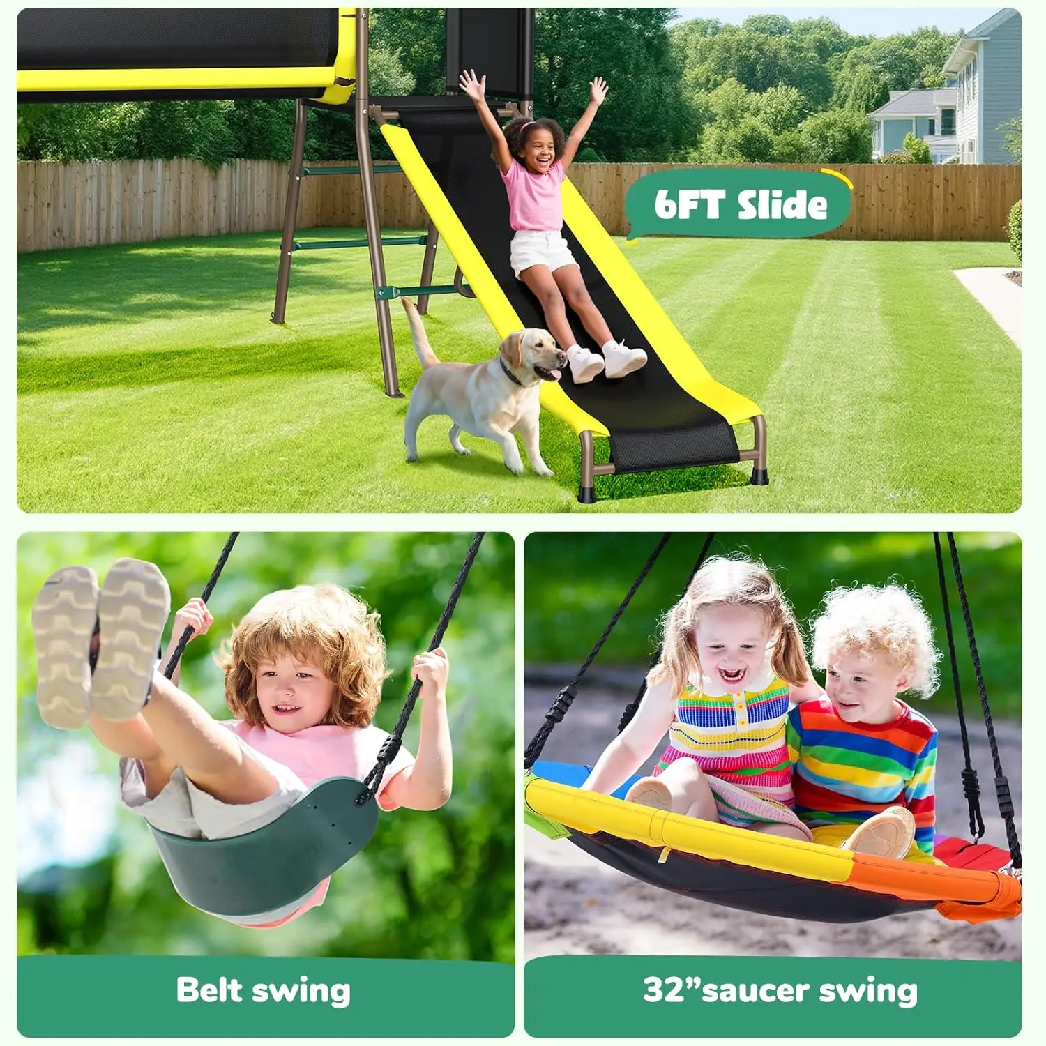 Hapfan 660lbs Swing Set with S - огляд і ціна Kids Outdoor Monkey Bar Set