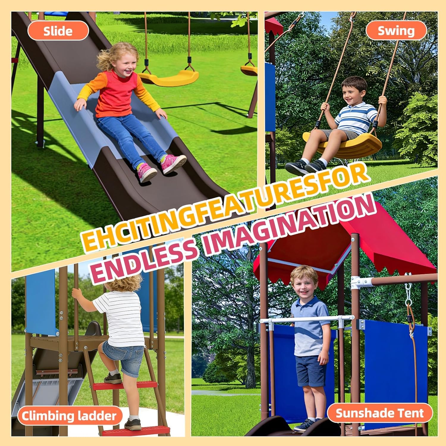 Metal Swing Set for Kids with  - огляд і ціна Kids Outdoor Garden Set