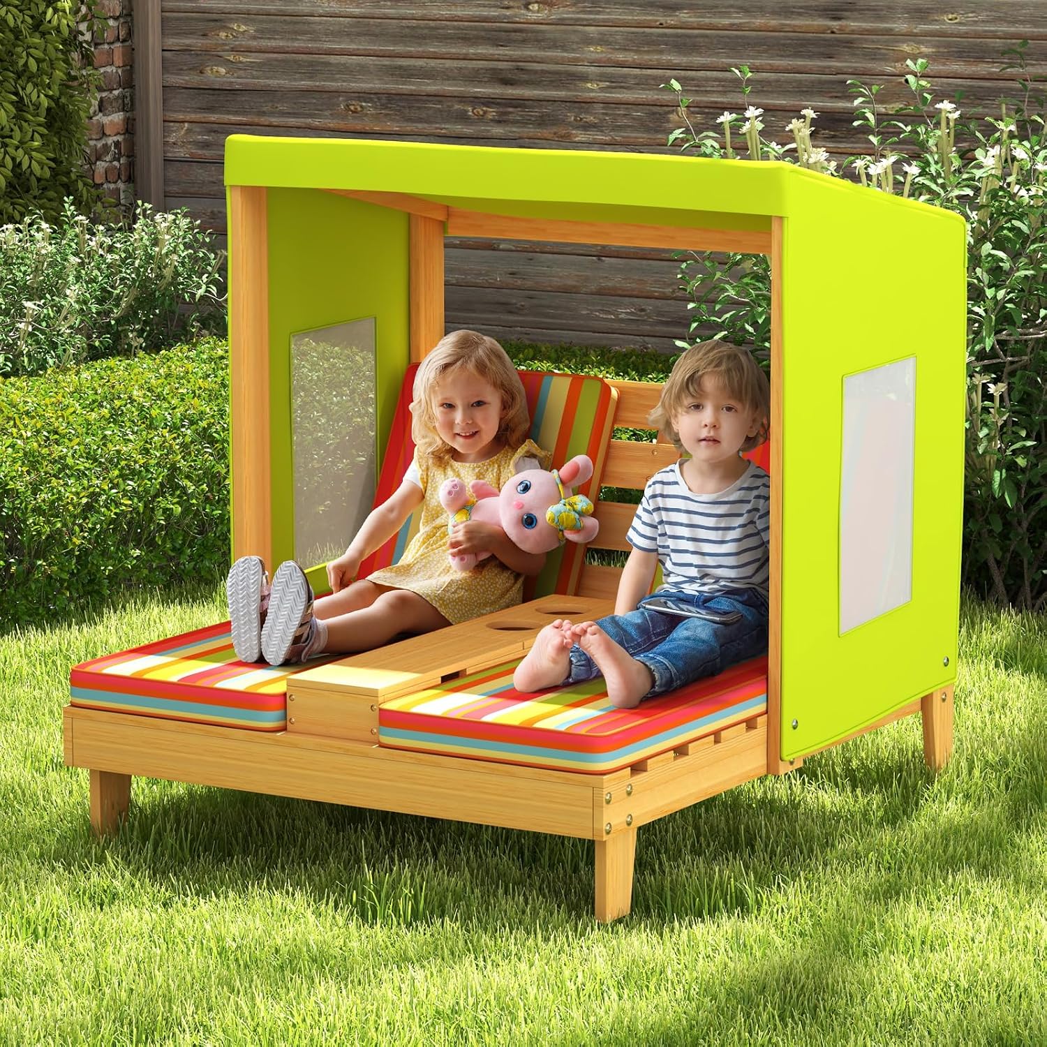 Kids Wood Double Chaise Lounge - огляд і ціна Kids Outdoor Lounge Furniture