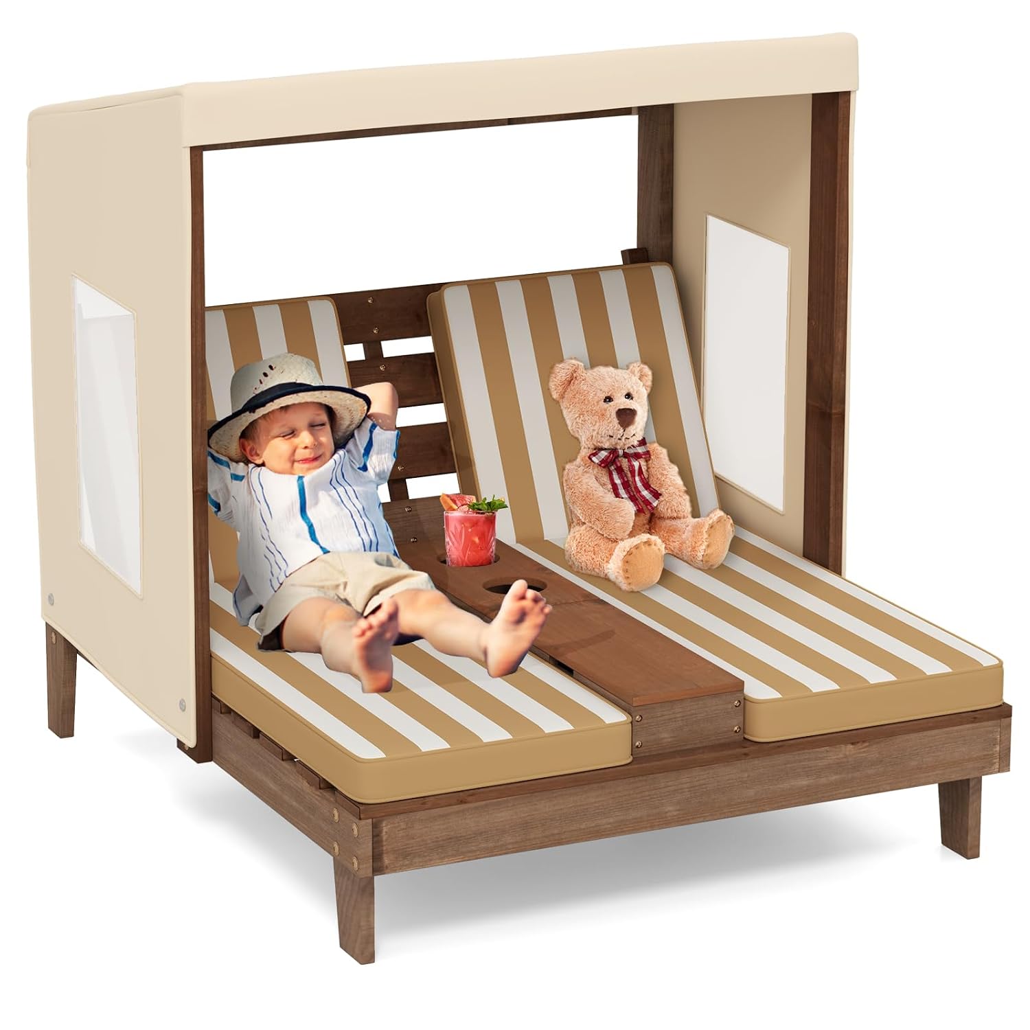 Wood Double Kids Chaise Lounge - огляд і ціна Kids Outdoor Lounge Furniture